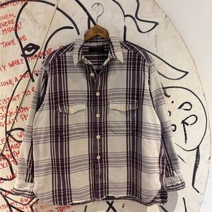 All Saints Flannel Plaid Button Down Shirt